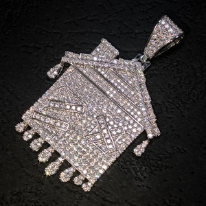 จี้เพชรโมอิสซาไนต์คุณภาพสูง ดีไซน์สร้างสรรค์ สไตล์ฮิปฮอป เงินแท้ประดับเพชรโมอิสซาไนต์ VVS ระยิบระยับ แบบ Trap House - Product Image 6