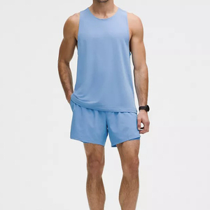 Breathable High Quality Polyester/Cotton Silk Screen Printing Knitted Tank Tops Fitness Workout Shirt Front Mens Fashion - Product Image 4