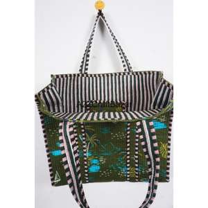 Bolso de compras ecológico estilo bohemio indio a rayas, hecho a mano, de algodón acolchado, grande, con asa larga, para fiestas y exposiciones - Product Image 6