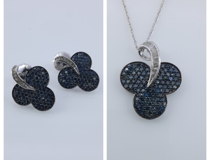 Collar con Colgante de Diamante Natural Blanco Azul de 0.92 Cttw para Mujer, Plata de Ley 925 con Baño de Rodio, Cadena de 18 Pulgadas, Corte Brillante - Product Image 2