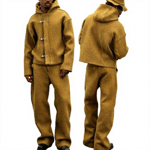 Survêtement à capuche pour homme, coupe ample, couleur unie, avec poches latérales, épais, idéal pour l'hiver - Product Image 3