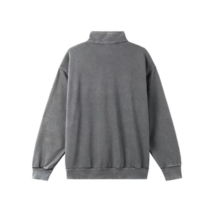 Men's Women's Blank Oversized Half Zip Sweatshirt <b>Mock</b> <b>Neck</b> Plain Cotton Casual Streetwear Pullover <b>Top</b> - Product Image 3