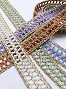 Dentelle ajourée en coton écologique et colorée avec bordure métallique pour la décoration intérieure et les sacs - Product Image 4