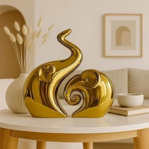 Golden Abstract Set Contemporary Glossy Irregular Shape Decorative Art Piece for Table Tops - Product Image 3