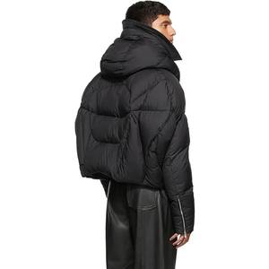 Doudoune matelassée en nylon noir brillant entièrement zippée avec capuche intégrale, personnalisable, pour l'hiver - Product Image 5