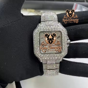 <b>Mens</b> Moissanite Diamond Stainless Steel Wristwatch with Crystal Dial Elegant Metal <b>Bracelet</b> Luxury Fashion Accessory - Product Image 3