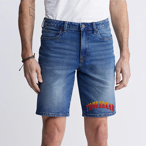 Pantalones Cortos de Mezclilla Azul para Hombre, de Alta Calidad y Bajo Precio, Estilo Básico, con Dobladillo Enrollado y Borde Crudo, Estilo Urbano - Product Image 1