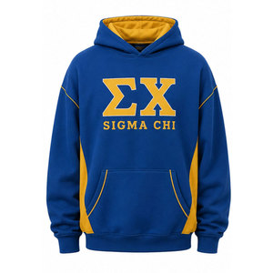 Sweat à capuche pour homme Sigma Chi, bleu marine et or, manches raglan, design avec poche, 100% coton, coupe classique, vêtement décontracté, saison automne - Product Image 5