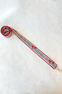 Handmade White <b>Red</b> Beaded Crossbody Bag Strap Embroidered <b>Purse</b> Handle - Product Image 1
