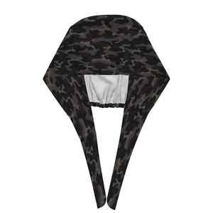 Custom Camouflage <b>Scrub</b> <b>Cap</b> for Doctors & Nurses | Tie-Back Adjustable Dental Surgical Hat | Black Grey Camo Cotton Headwear - Product Image 4