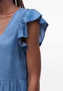 Fabricante de Vestidos Maxi de Mezclilla de Algodón de Alta Calidad Personalizados para Mujer, Estilo Vintage, Corte A, Casual, de Secado Rápido, Ajustados, Cuello Mao, para Verano e Invierno - Product Image 3