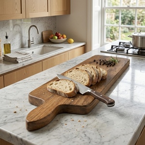 Extra Long Teak <b>Wood</b> Serving <b>Board</b> With <b>Solid</b> Handle Slim Wooden Platter Natural Grain Bread <b>Board</b> For Professional Kitchen - Product Image 6