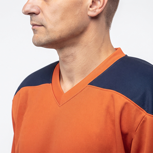 เสื้อฮอกกี้น้ำแข็งตาข่ายผู้ชายแบบซับลิเมชั่น แขนยาว คอวี - Product Image 4