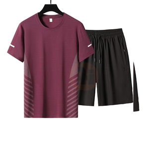 Conjunto de Verano de Alta Calidad para Hombre, Camiseta de Cuello Redondo de Algodón para Entrenamiento, Traje Deportivo Masculino con Bolsillos Tipo Cargo, Camiseta y Pantalones Cortos, Servicio OEM ODM - Product Image 2