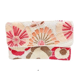 Fancy Seed Beads Beaded Embroidery Clutch <b>Purse</b> With Luxury Pearl Bead Design Beautiful Seed Beads Beaded Embroidery Ladies - Product Image 2