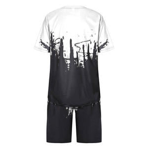 Conjuntos de verano de alta calidad para hombre, camiseta y pantalón corto de manga corta, color personalizable, tela de algodón, conjunto de moda de verano para hombre. - Product Image 2