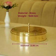 Brass <b>Masala</b> <b>Dabba</b> <b>Spice</b> <b>Box</b> With Floral Engraved Lid Handmade Kitchen Storage Container With Lid & Inner Containers & <b>Spice</b> <b>Box</b> - Product Image 2