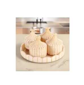 Round Wooden Storage Box Floral Inlay Carved Spice Condiment Container Skies Trader - Product Image 4