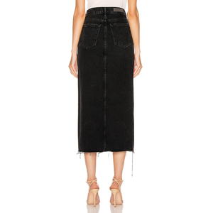 High Quality Women's Sexy <b>Long</b> <b>Black</b> Denim <b>Maxi</b> <b>Skirt</b> with Split - Product Image 2