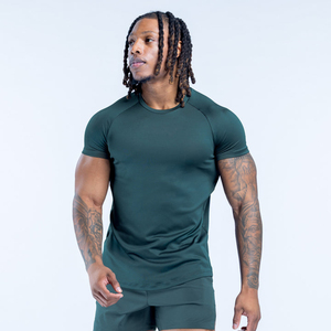 เสื้อยืดออกกำลังกายคอกลมสีเขียวสเลทสำหรับผู้ชาย คุณภาพสูง OEM เนื้อผ้าเบาสบาย ระบายอากาศได้ดี เสื้อวิ่งผู้ชายแบบรัดรูป - Product Image 3