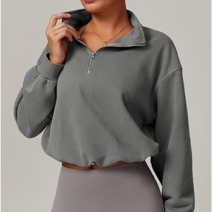 Sudadera con Cierre y Cuello Alto con Logotipo Personalizado, Sudadera Informal Holgada para Mujer, Ropa Deportiva para Yoga y Gimnasio, Perfecta para Correr y Hacer Ejercicio - Product Image 4