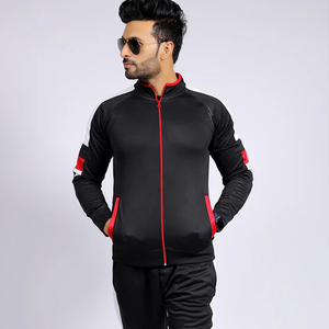<b>Men's</b> <b>Black</b> Printed Color Block Streetwear Tracksuit Set Breathable Hooded Drawstring <b>Jacket</b> and Ankle-Length Pants Eco-Friendly - Product Image 2