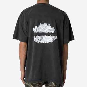 Camiseta Gráfica Vintage para Hombre, Lavada, con Estampado de Rostro Abstracto, Estilo Urbano, Holgada, Informal, de Algodón, a la Moda - Product Image 6
