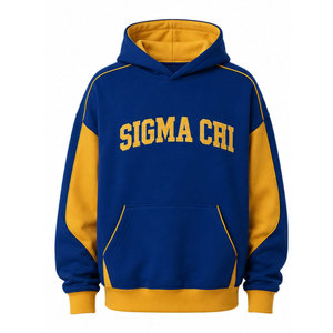 เสื้อฮู้ด Sigma Chi สำหรับผู้ชาย สีน้ำเงินพิมพ์ลายตัวอักษรสีทอง แขนเสื้อแบบปกติ ผ้าฟลีซลำลอง มีกระเป๋า เป็นมิตรกับสิ่งแวดล้อม เหมาะสำหรับใส่ในฤดูหนาว - Product Image 5