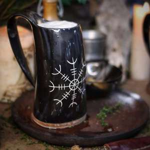 Stylish Animal Themed Polished Buffalo Horn <b>Mug</b> Eco-Friendly <b>Large</b> Capacity Natural Crafts Daily Drinking Home Decoration - Product Image 1