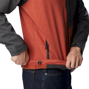 Men_s Softshell Custom Logo Canvas Material Waterproof and <b>Windproof</b> with Stand Collar and Zipped Jacket for man - Product Image 6