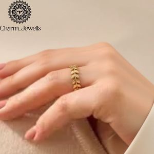 Bracelet manchette en argent 925 motif feuille Charm_Jewells, bijou classique unisexe pour usage quotidien - Product Image 2