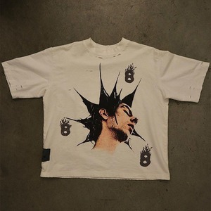 T-shirt blanc à manches courtes pour homme avec imprimé lettre V noire, col rond, décontracté, respirant, 100 % coton, coupe classique, logo sur le devant - Product Image 4
