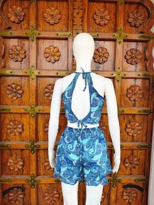 Débardeur en soie tissée 100 % paisley pour femme, écologique, respirant, décontracté, à col halter et dos nu, avec dentelle, plus de 10 couleurs, ODM - Product Image 3