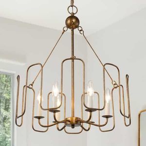Lustre moderne en laiton style ferme, luminaire de plafond géométrique pour salon, design durable - Product Image 4