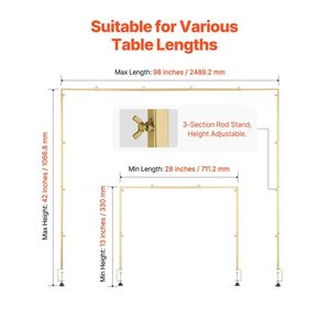 Supporto per asta da tavolo regolabile da 28 '-98 "con morsetti per festa ad arco nuziale - Product Image 3