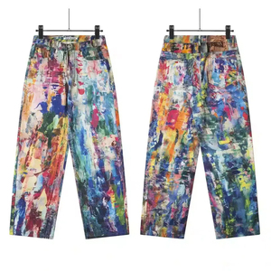 Custom <b>Spray</b> Painted Design Winter Waterproof Baggy Jeans Denim Pants High Waist Flare Fit Women Factory Direct Sale OEM Service - Product Image 2