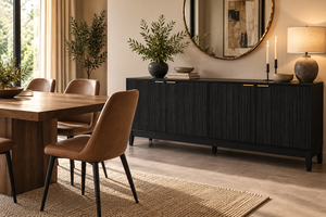 Aparador Moderno de Estilo Americano en Madera Negra con 4 Puertas, Mueble Buffet para Comedor, Mueble de Almacenamiento - Product Image 2