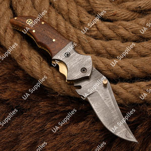 Couteau de poche pliant artisanal professionnel en acier Damas, manche en bois de rose, ultra-affûté, système de verrouillage Liner Lock, 56-58HRC, vente chaude, haute qualité - Product Image 6
