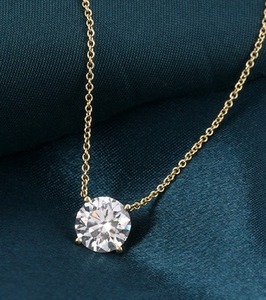 Collier pendentif solitaire en or massif 18 carats Redleaf avec diamant de laboratoire certifié IGI, taille brillant rond, couleur D, pureté VVS2, 2 carats, pour femme - Product Image 3