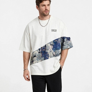 เสื้อยืดผู้ชายทรงปกติสีขาวผ้าฝ้าย 300 กรัม ระบายอากาศได้ดี พิมพ์ลายหมีเท็ดดี้แนวทแยง แขนสั้น สไตล์สตรีทแวร์ ยี่ห้อ ONETEN APPAREL - Product Image 1