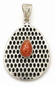 Factory Custom Pendant Sterling <b>Silver</b> Jewelry Pear Shape red Sun stone Necklace And Pendant For Women Jewelry Gemstone - Product Image 3