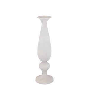 Al por mayor Soporte alto de metal blanco mate para jarrón de boda tipo trompeta, con acabado efecto tiza y pedestal de esfera - Product Image 1