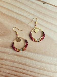 UO Craft Bohemian Gold Plated Drop Earrings With Beaded Hoop Design For Women Party Jewelry Fashion Statement Accessory By UO - Product Image 6