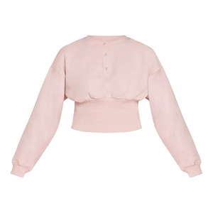 Ensemble 2 pièces pour femme, très tendance, rose, en molleton tricoté, haut court et pantalon long, coupe décontractée, couleur unie, toutes saisons - Product Image 6