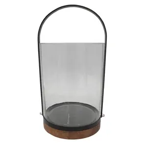 Home Decorative Modern Matt Black Powder Coated Large Hanging Lantern Glass Iron And Wax For Garden And Home Decor Handmade