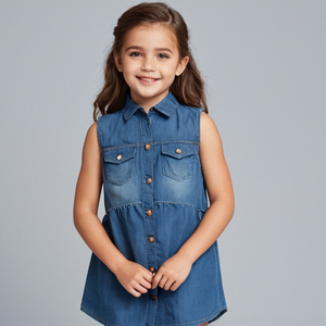Robes en jean de qualité supérieure pour filles, col rond, manches courtes, nouveaux designs personnalisés, des centaines d'idées, approvisionnement ODM - Product Image 5