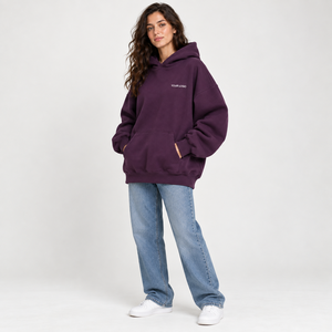 Sudadera con capucha extragrande de felpa cepillada para mujer, de algodón 100%, corte largo y holgado, con insignia frontal, OEM - Product Image 2