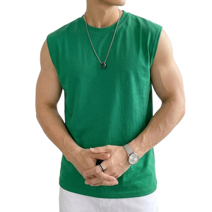 Custom Logo Men's Casual Sleeveless Shirts Fashion Wide Shoulder <b>Drop</b> Armhole Muscle Tees Wholesale Athleisure Tops Tank Tops - Product Image 3