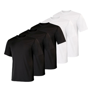เสื้อยืดคอกลมแขนสั้นสีดำสำหรับผู้ชาย ทรงปกติ ผ้าเจอร์ซีย์คอตตอน 100% สีพื้นเรียบ ระบายอากาศได้ดี ผ้าถัก - Product Image 6