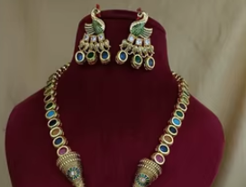 Elegante conjunto de collar y pendientes Kundan de la mejor calidad chapado en oro, aspecto real para funciones de fiesta y boda, ropa para mujer - Product Image 2